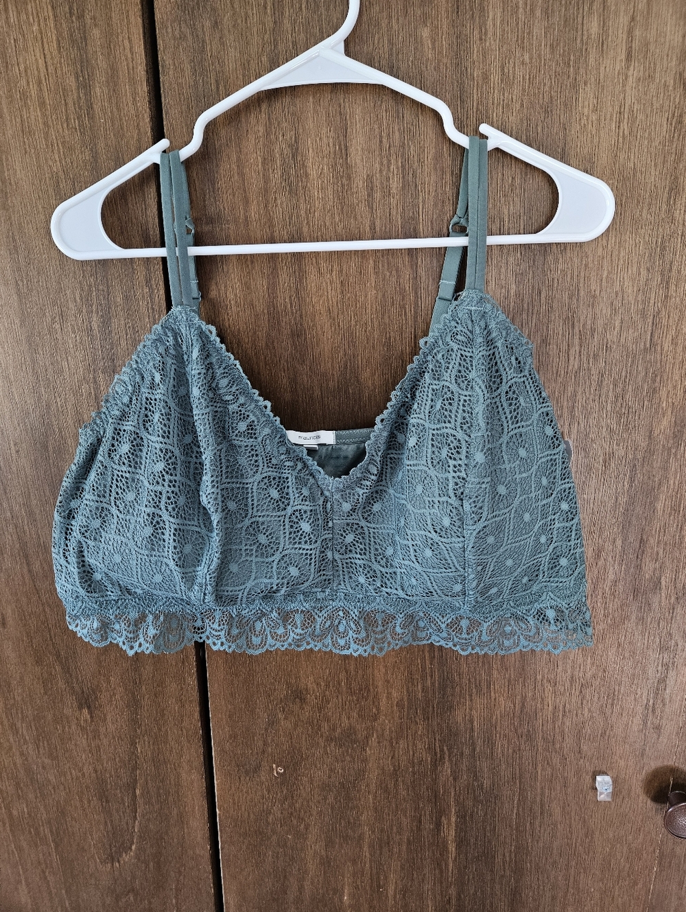 Maurices Vintage Lace Single Strap Bralette in Dusty Teal 3X New